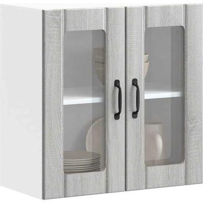 vidaXL Кухненски стенен шкаф със стъклена врата Lucca сив сонома (853913)