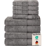 Komfortec set of 8 towels, 4 bath towels 70x140 cm & 4 hand towels 50x100 cm, 100% cotton terry cloth, fluffy and absorbent, anthracite gray - 4er-50x100-und-4er-70x140-anthrazit-amz (4er-50x100-und-4er-70x140-