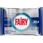  Fairy, Мокри кърпички за мултиповърхностно почистване с бикарбонат и бяла оцетна формула, 10 бр
