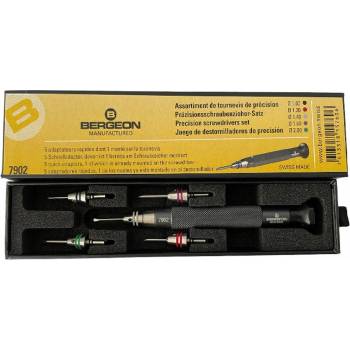 Bergeon Комплект прецизни отвертки Bergeon 7902 с 5 бързо сменяеми накрайника