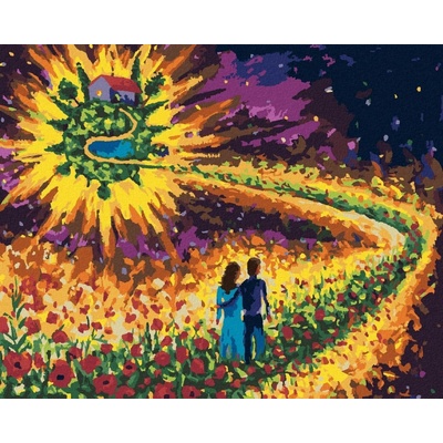 Zuty Malování Podle Čísel Zamilovaný Pár Na Květinové Cestě 40 x 50 Cm Plátno Rám 8596530190257