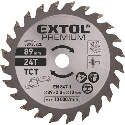 EXTOL PREMIUM kotouč pilový s SK plátky 89x2,0x10mm 24T