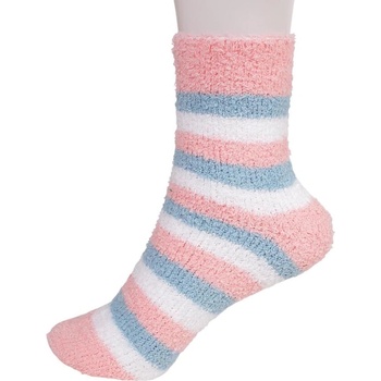 Дамски раирани чорапи в цвят пудра, пастелен тюркоаз и бяло
