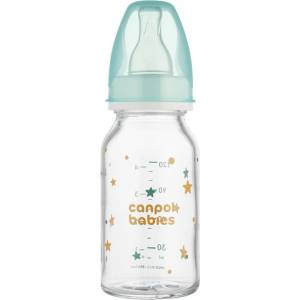 Canpol babies Стъклено шише Canpol - 120 ml, 3 м+, антиколик (42/202) - ozone