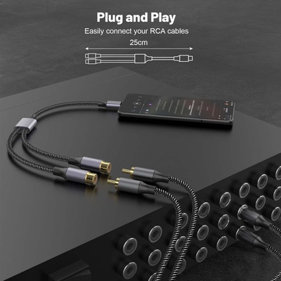 4smarts Активен кабел USB-C мъжко към 2xRCA (чинча) женско за устройства с USB-C порт (20 см) - 4smarts MatchCord Active USB-C Male to 2xRCA Female Adapter Cable (черен) (456903)