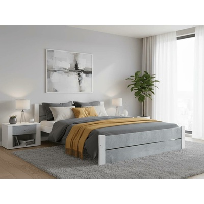 Textilomanie Postel IKAROS DOUBLE 140 x 200 cm, beton/bílá Rošt: Bez roštu, Matrace: Bez matrace