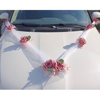 Komplet na auto - květy růže starorůžové – Zboží Dáma