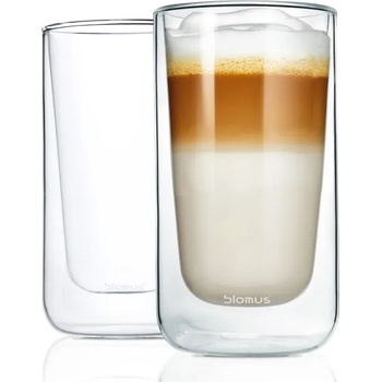 Blomus (Германия) Комплект от 2 бр. двустенни стъклени чаши blomus nero за лате - 320 мл (blomus 63655)