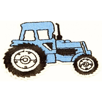 Nažehľovacia záplata - Traktor - zelená, modrá, oranžová, červená - rozmer 6,7 cm x 7 cm Traktor - modrá