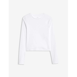 Marks & Spencer Едноцветен ребриран топ с високо съдържание на памук (6-16 години) Marks & Spencer кремав Marks & Spencer | Bezhov | Момичешки | 8-9 години