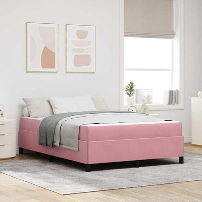 zahrada-XL 3399065 Rám postele s matrací Růžová a bílá samet