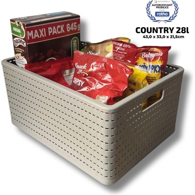 Rotho Úložný box Country 28 l béžová – Zboží Dáma