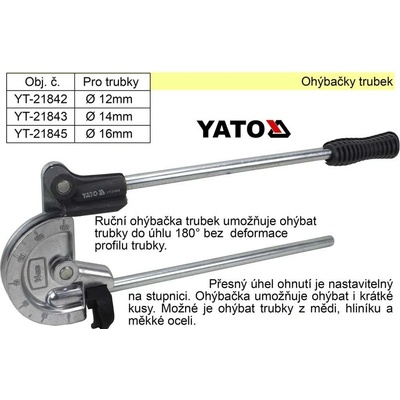Yato Ohybačka na trubky Al, Cu, 180°, pr. 5/8' - 16mm | YT-21845