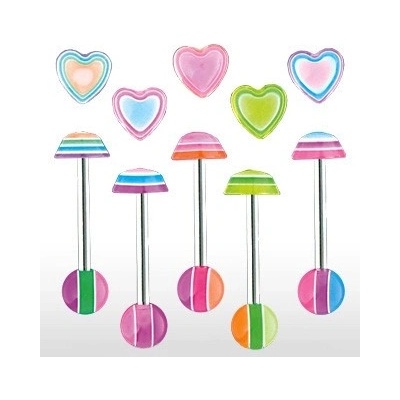 Šperky eshop piercing jazyka Multicolor heart I19.23 fialová