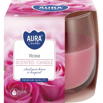 Декоративна свещ с аромат aura rose и горене 24 часа (sn71-78)
