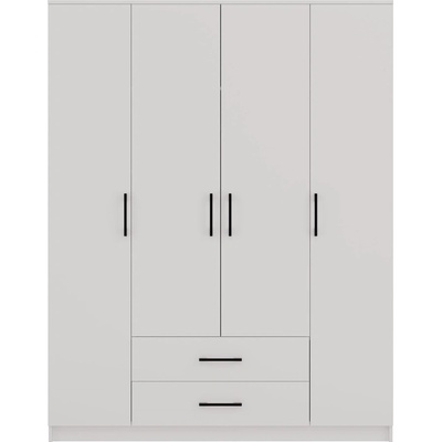 Topeshop Romana 160 KPLB skříň/šatník 11 police/polic 4 dveře/dveří Bílá
