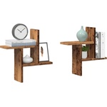 vidaXL Стенни рафтове, 2 бр, старо дърво, 38x12x38 см, инженерно дърво (853252)
