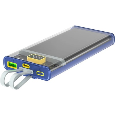 4smarts Bъншна батерия /power bank/ 4smarts Lucid Dual Cord (540208), 10000 mAh, 1x USB-A, 1x USB-C, с Lightning кабели, синя (540208)