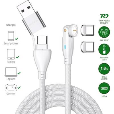 4Smarts 541236 Nabíjací USB USB-C® USB-A zástrčka 1,8m bílý