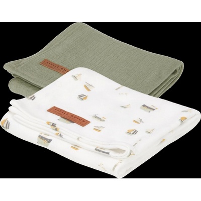 Little Dutch swaddle 70 x 70 Námořnický záliv bílá Pure olive 2 ks