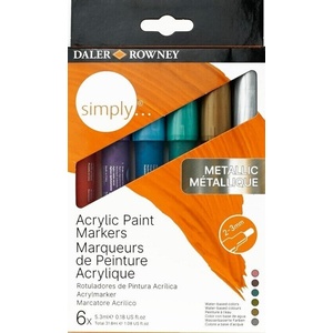 Daler-Rowney Simply Комплект акрилни маркери Metallic 6 бр (126300913)