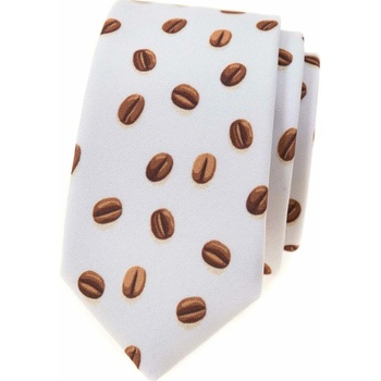 Úzka kravata so zrnkami kávy smotanová