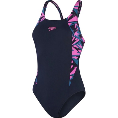 Speedo Дамски бански костюм Speedo HyperBoom Splice Muscleback Swimsuit Womens - Pink/Green