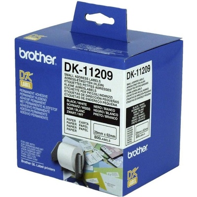 Brother Етикети Brother DK11209, за адреси, 29 x 62 mm, бели, 800 броя в ролка (3030100615)