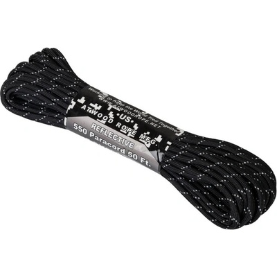 Helikon-Tex 550 Paracord светлоотразителен (50 фута) - черен (CD-PR5-NL-01)