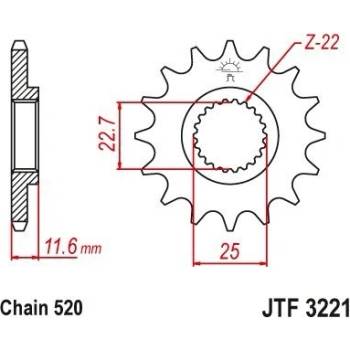 JT JTF3221.10 kolečko pastorek 10 zubů 520 POLARIS 250/300/325/400/500