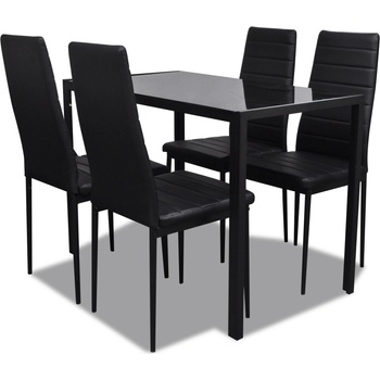 vidaXL Čierna jedálenská sada stola so 4 stoličkami