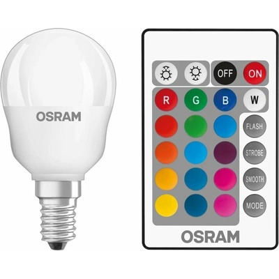 Osram LED žárovka kapka RGBW, 4,2 W, 250 lm, RGB, teplá bílá, E14 LED STAR+ CL P RGBWFR 25 DIM REM CO