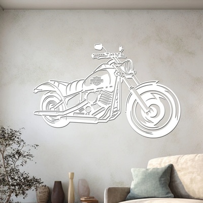 dřevo života Dřevěný obraz motorky Chopper Rozměry (cm): 60x38, Zvolte barvu dekoru: Bílá