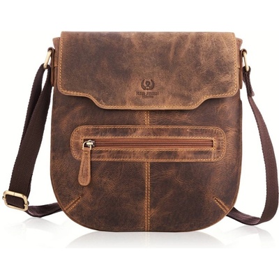 Paolo Peruzzi dámská kožená messenger taška vintage hnědá