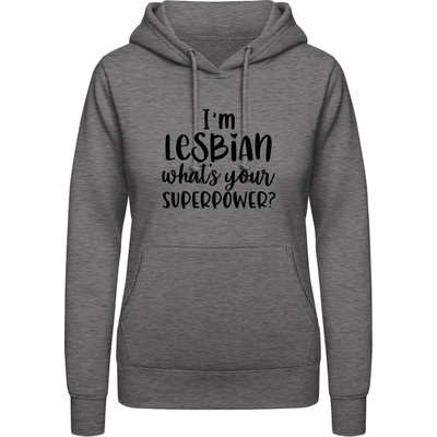 AWDis Hoodie mikina Som lesbička aká je tvoja superschopnosť? uhlíková