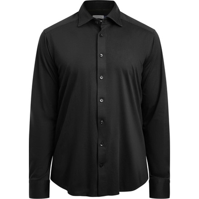J.Harvest & Frost pánská košile Interlock dlouhý rukáv slim IB 132 černá