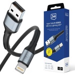 3mk Protection Кабел за данни / зареждане - 3mk Hyper N-Series - USB към Lightning, 12W, 5V/2.4A, 1m - Черен