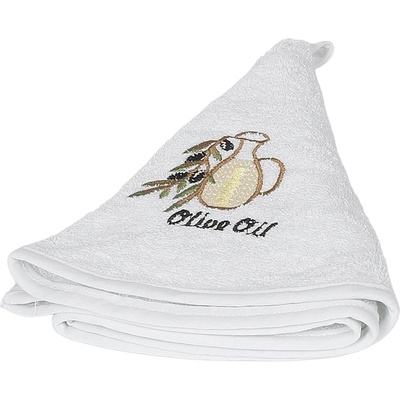 Кръгла хавлиена кърпа в светъл ментов цвят с бродерия