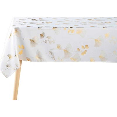 Douceur d'intérieur Obdélnikový ubrus BLOOMY bílý zlatý japonský ginkgo 150x300cm