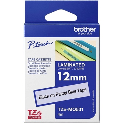 etikety Brother TZe, TZ TZe-MQ531 plast Farba pásky: pastelová modrá Farba písma:čierna 12 mm 4 m