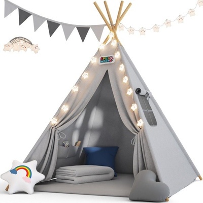 Spielwerk Dětský stan Teepee šedo-modrý 160x120x120cm 109525 – Zboží Dáma