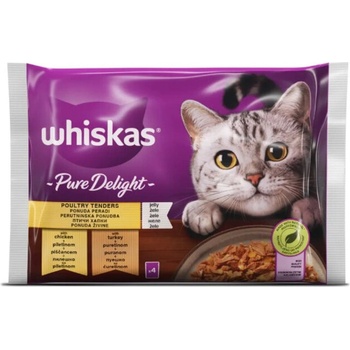 Whiskas Пауч Pure Delight Птичи Ястия - С пилешко и пуешко месо 4бр. x85гр