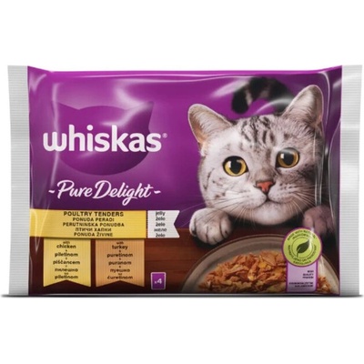 Whiskas Пауч Pure Delight Птичи Ястия - С пилешко и пуешко месо 4бр. x85гр