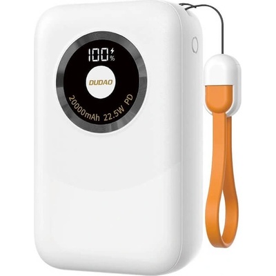 Dudao K21Pro Mini Power Bank 20000 mAh 22.5W - външна батерия с USB-A и USB-C изходи и технология за бързо зареждане (бял)