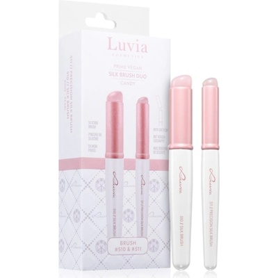 Luvia Cosmetics Silk Brush Duo štetec na lícenku, kontúrovanie a rozjasňovač 1 ks + štetec na pery na oči 1 ks