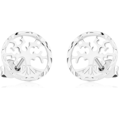 Gemmax Náušnice Strom života z bílého zlata na puzetu GLEWN-03006