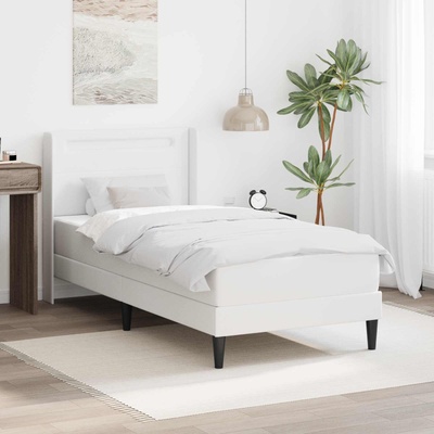 vidaXL Рамка за легло с матрак Бяло 90 x 190 cm Изкуствена (3414896)