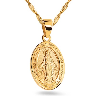 iZlato Forever Zlatý medailon Panny Marie s textem v angličtině IZ19191