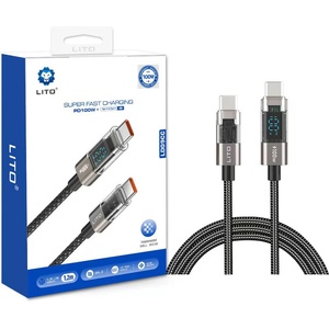Lito Кабел за данни с Mufe Lightning, Type-C 100W, 1.2m - Lito (LD09) - черен
