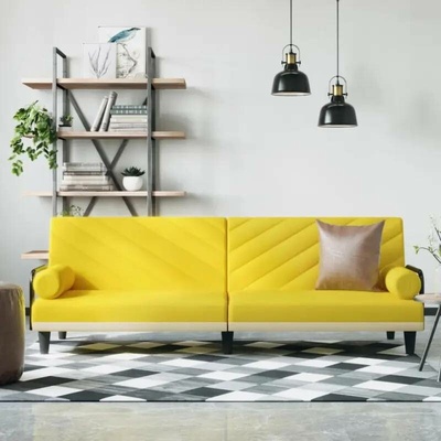 vidaXL Rozkládací pohovka s područkami světle žlutá textil 11461.351935